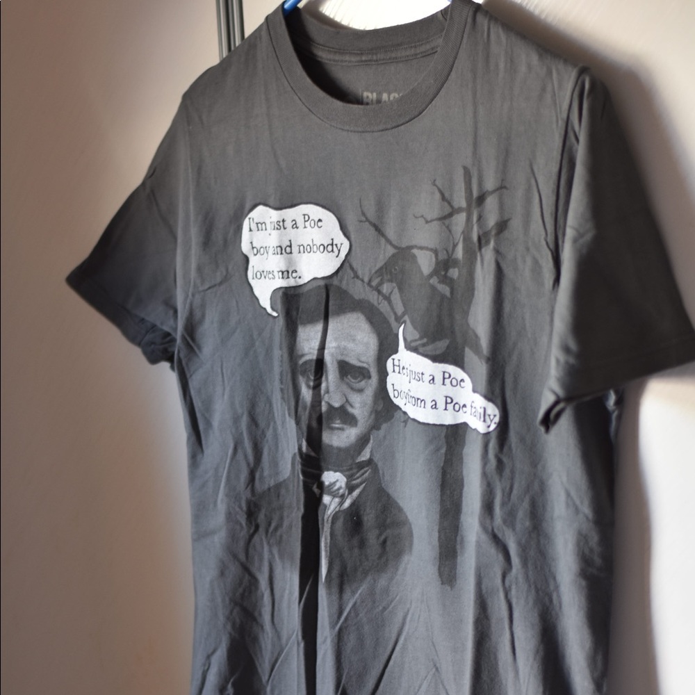Edgar Allan Poe and Queen band reference t shirt